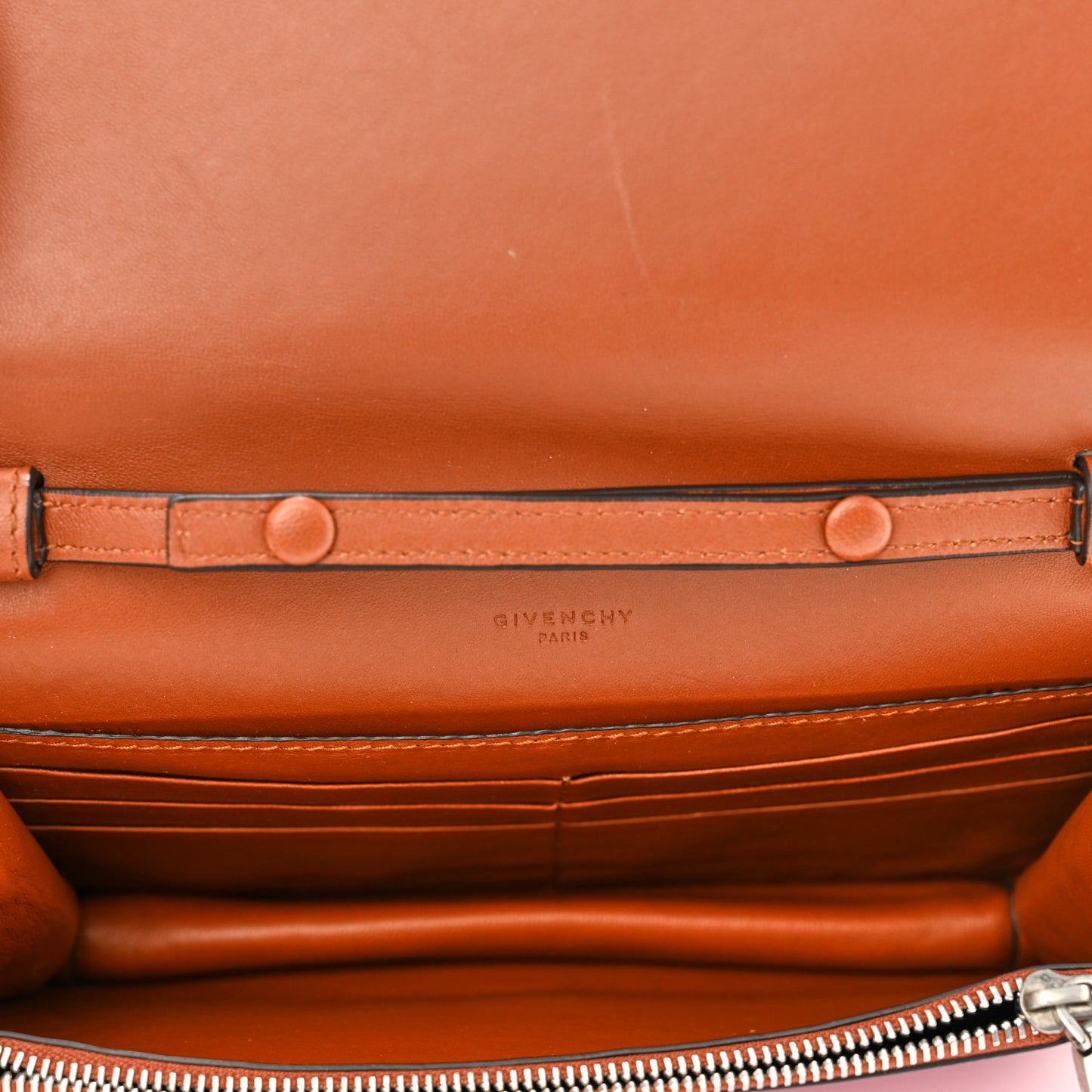 Lambskin Emblem Chain Wallet Cyclamen
