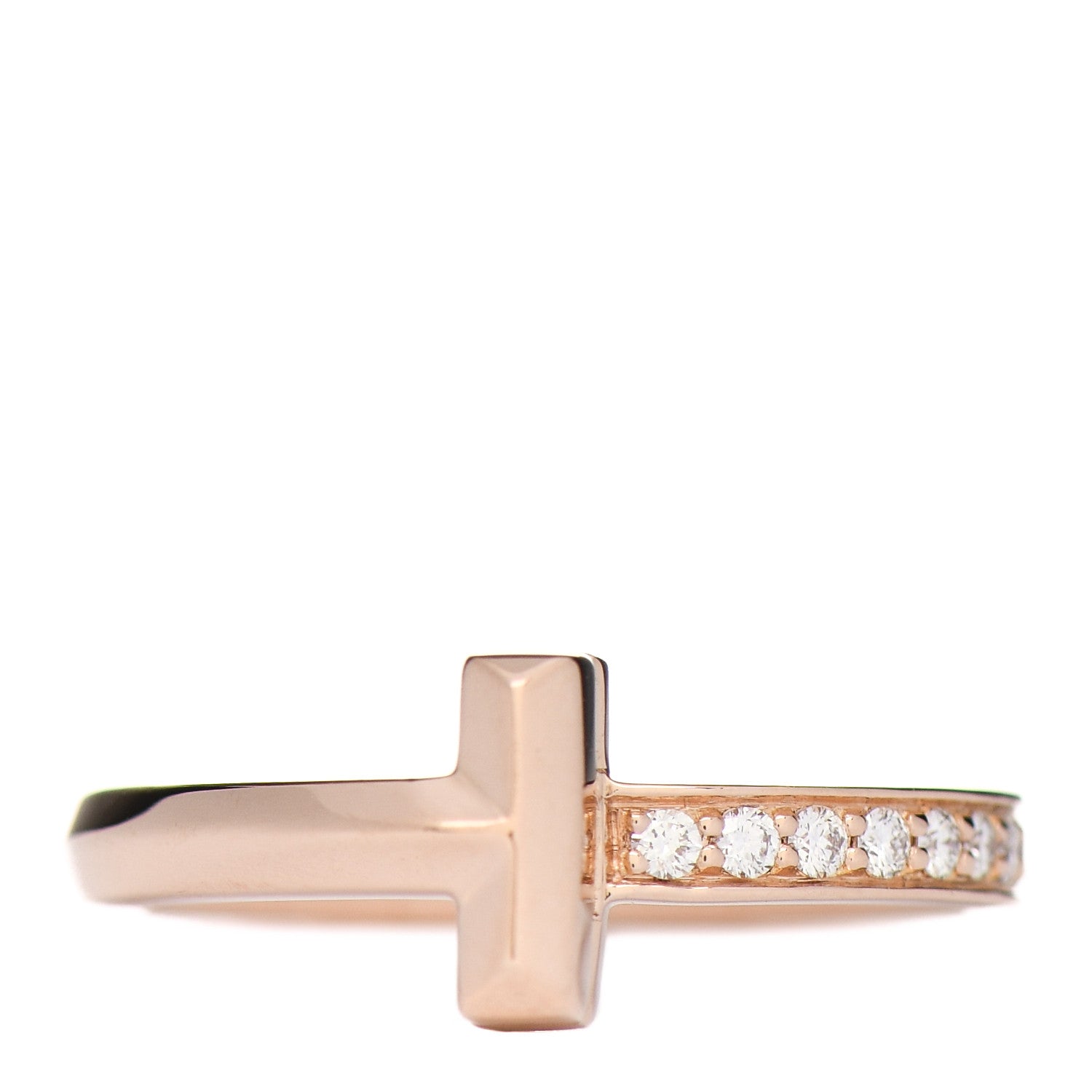 Tiffany 18K Rose Gold Diamond T T1 Ring 46 3.75 1 of 4