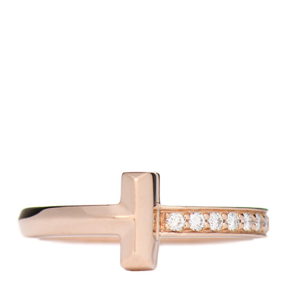 Tiffany 18K Rose Gold Diamond T T1 Ring 46 3.75 1 of 4