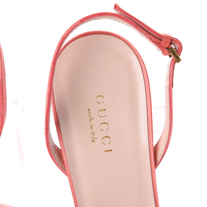 Gucci Tulle Ruffle Mid Heel Slingback Sandals 38 Peach White 7 of 14