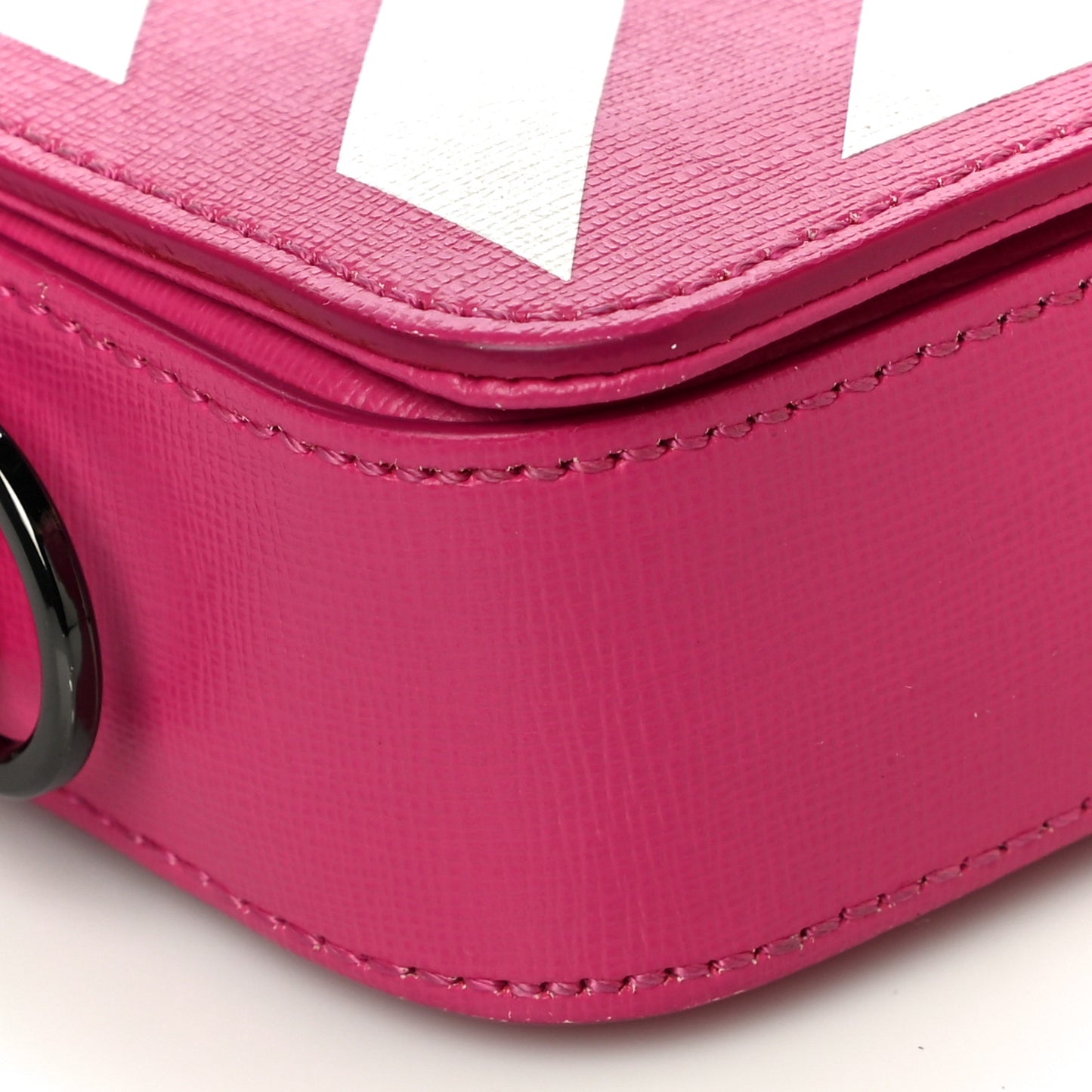 Saffiano Striped Mini Diag Binder Clip Bag Pink White