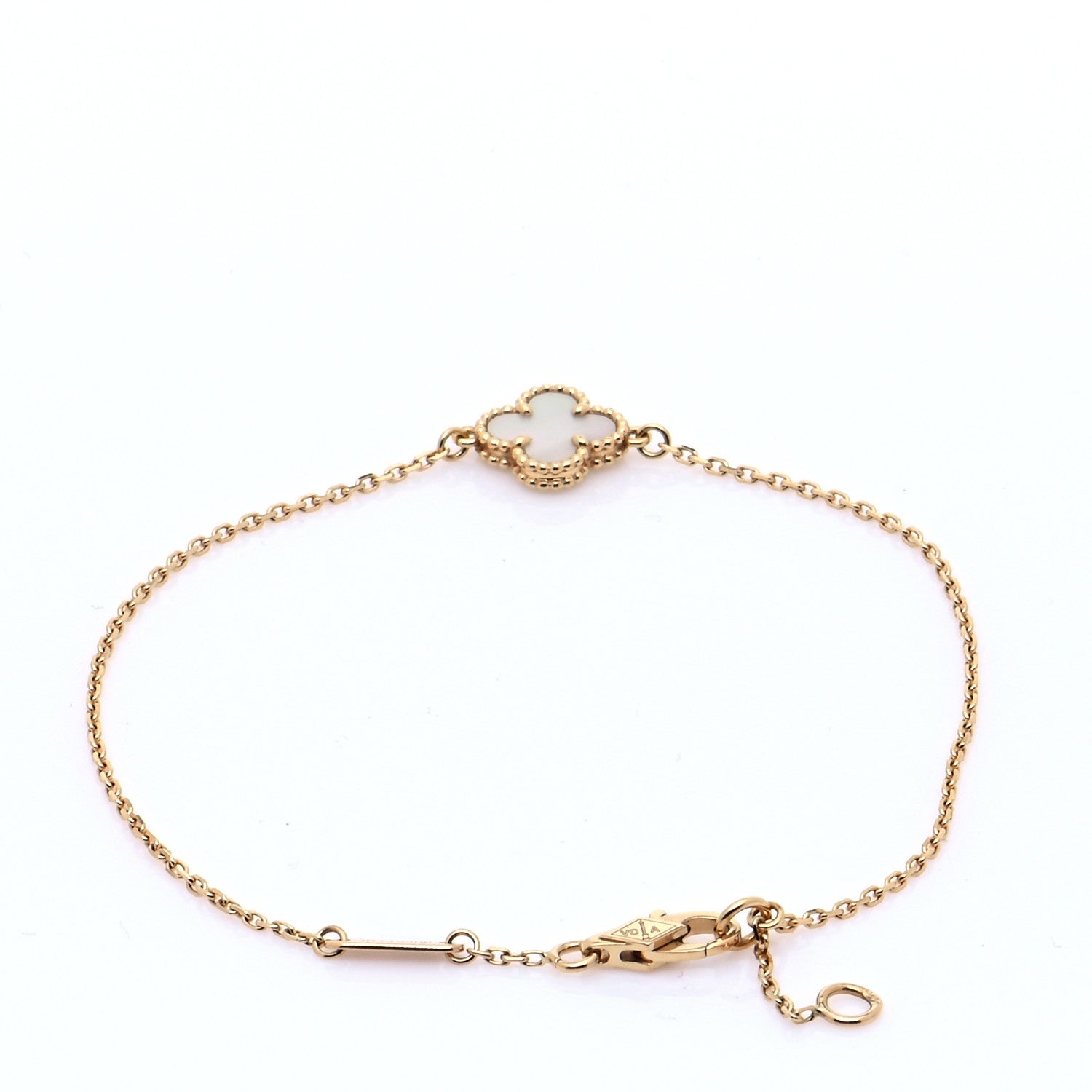 Van Cleef & Arpels 18K Yellow Gold Mother of Pearl Sweet Alhambra Bracelet 3 of 9