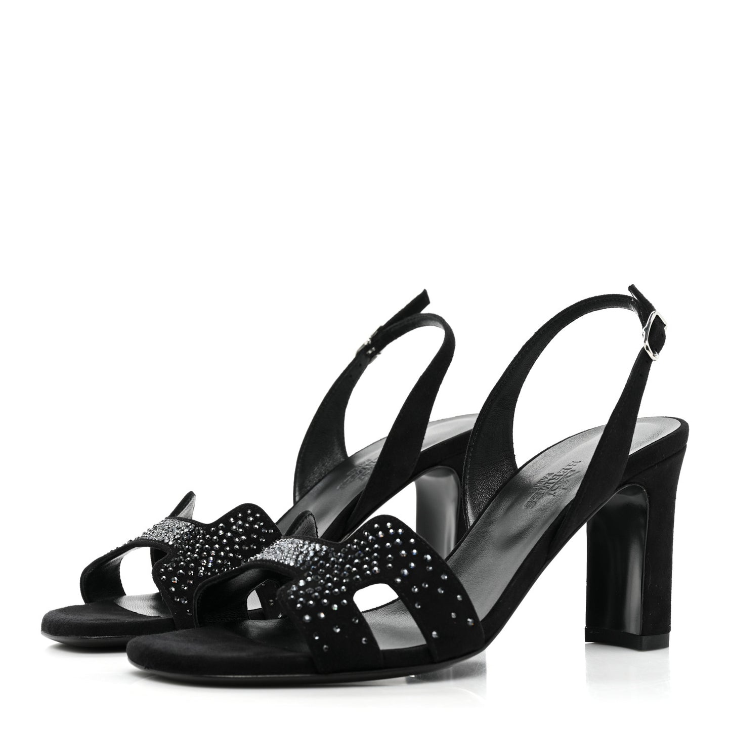 Suede Goatskin Crystal Eternite 80 Sandal 35.5 Black