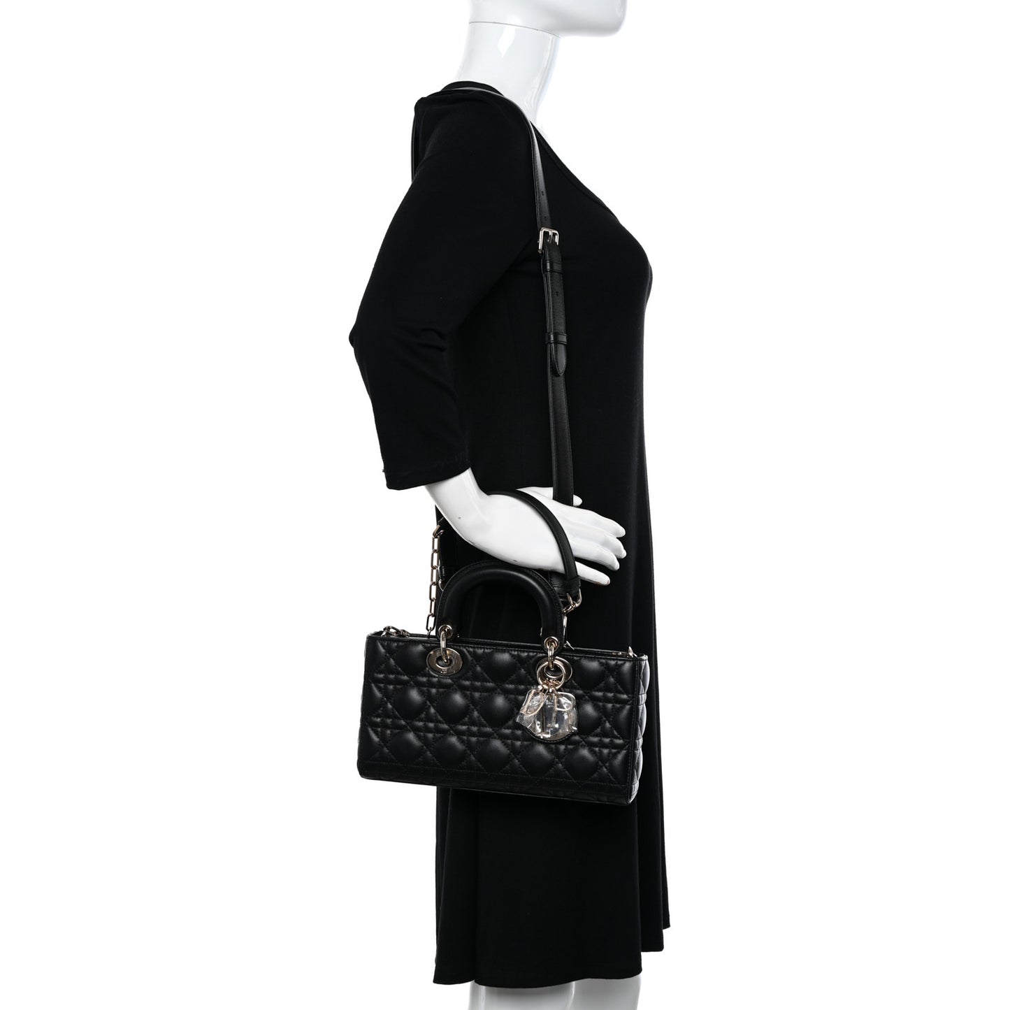Lambskin Cannage Medium Lady D-Joy Black
