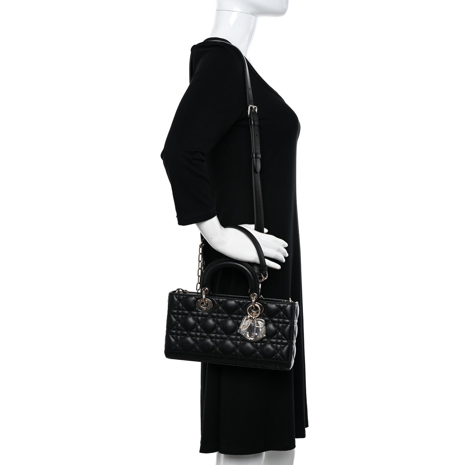 Christian Dior Lambskin Cannage Medium Lady D-Joy Black 2 of 11
