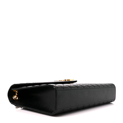 Saint Laurent Grain De Poudre Textured Mixed Matelasse Large Triquilt Monogram Satchel Black 4 of 12