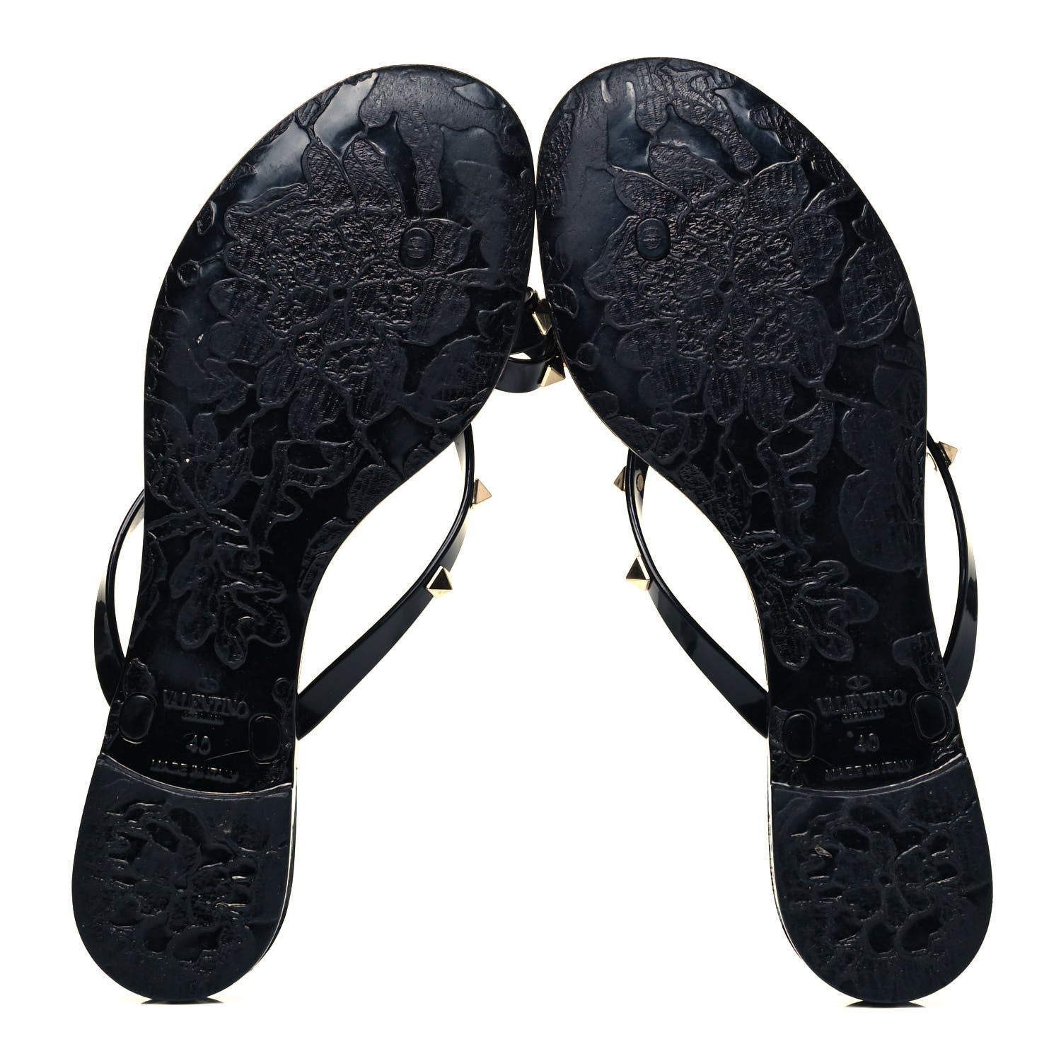 Valentino Garavani PVC Jelly Rockstud Bow Thong Sandals 40 Black 5 of 7