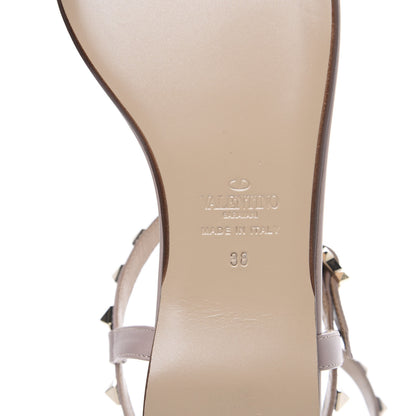 Valentino Garavani Calfskin Rockstud Ankle T-Strap Flat Sandals 38 Poudre 7 of 10