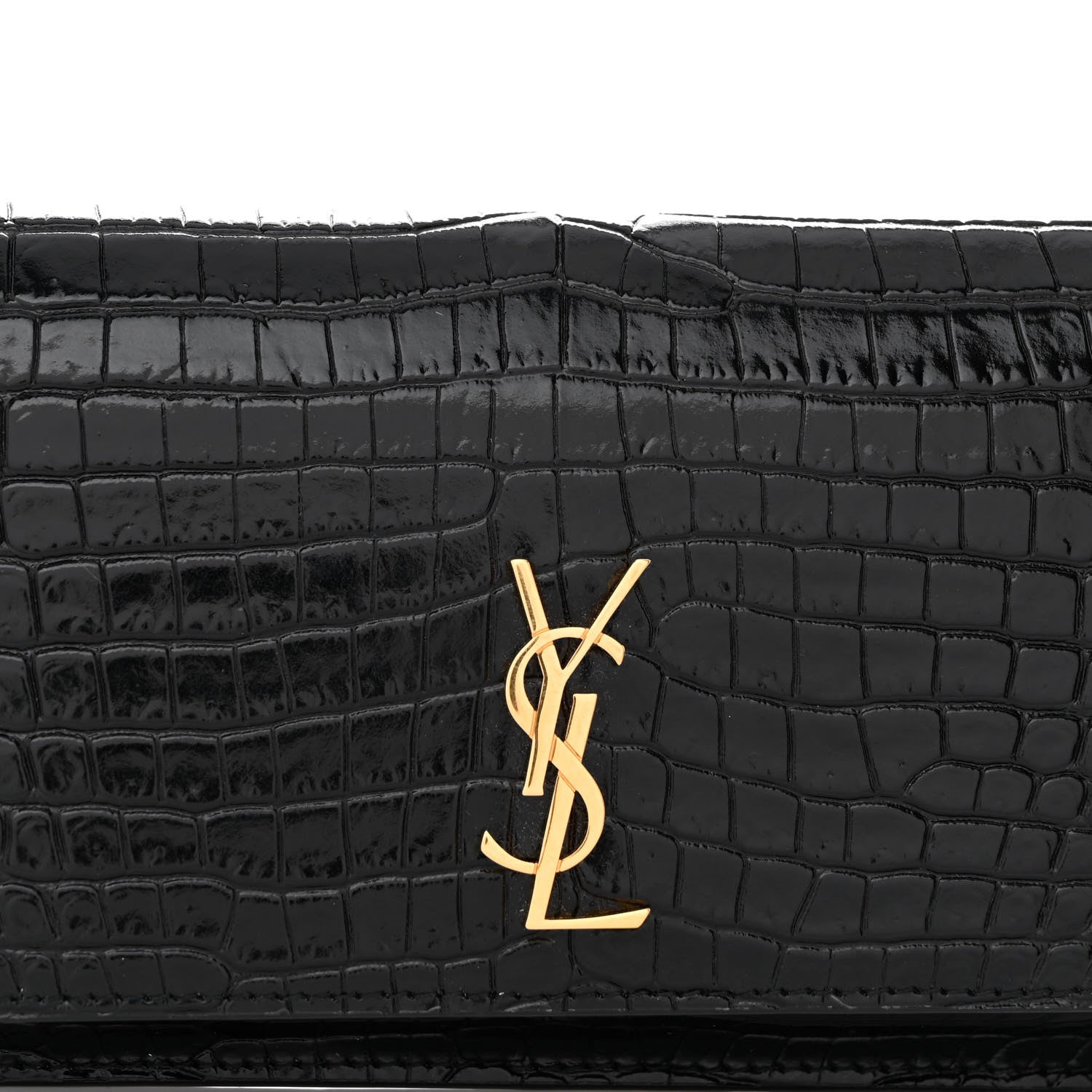 Saint Laurent Crocodile Embossed Monogram Phone Holder Crossbody Black 7 of 10