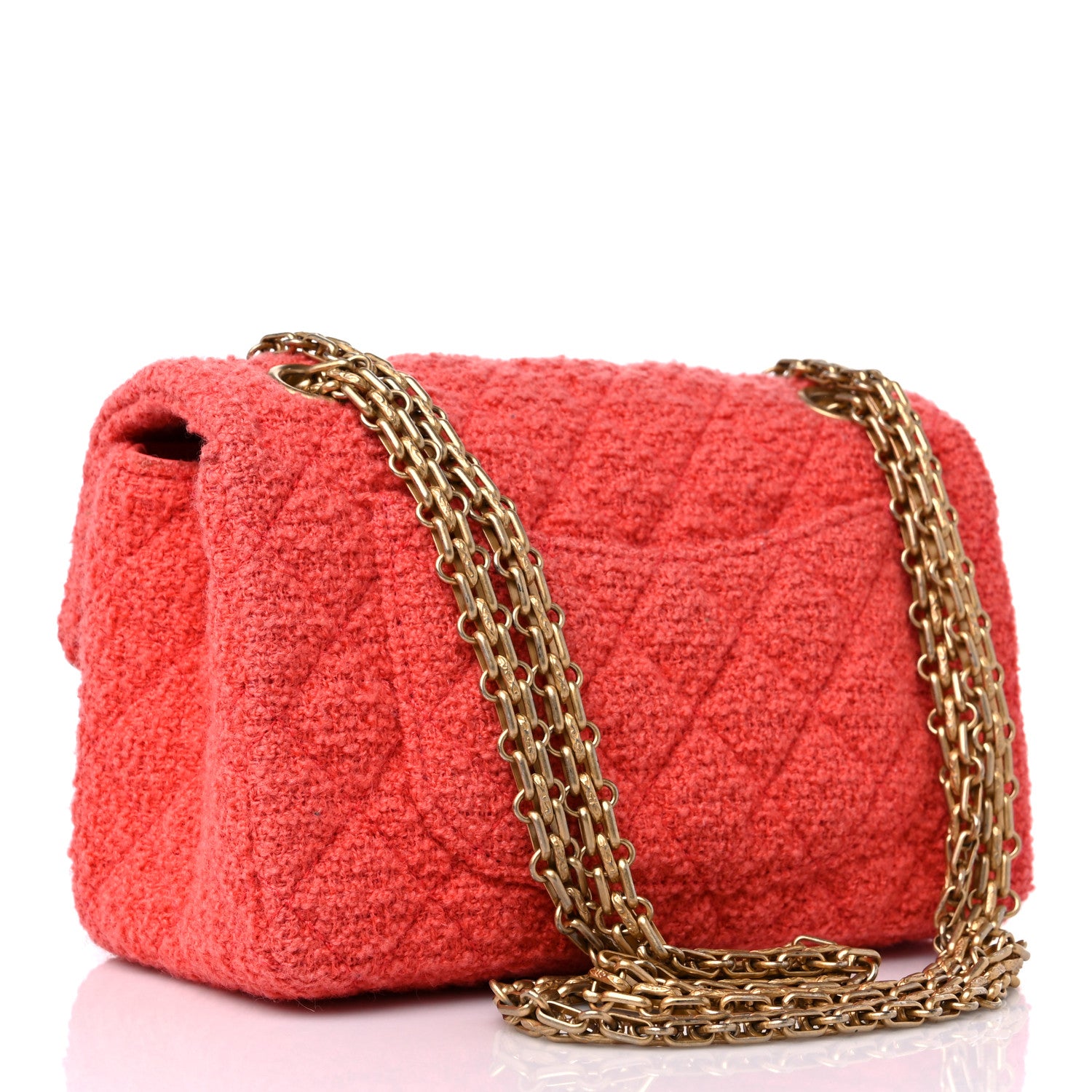 Chanel Tweed Quilted 2.55 Reissue Mini Flap Coral 3 of 9