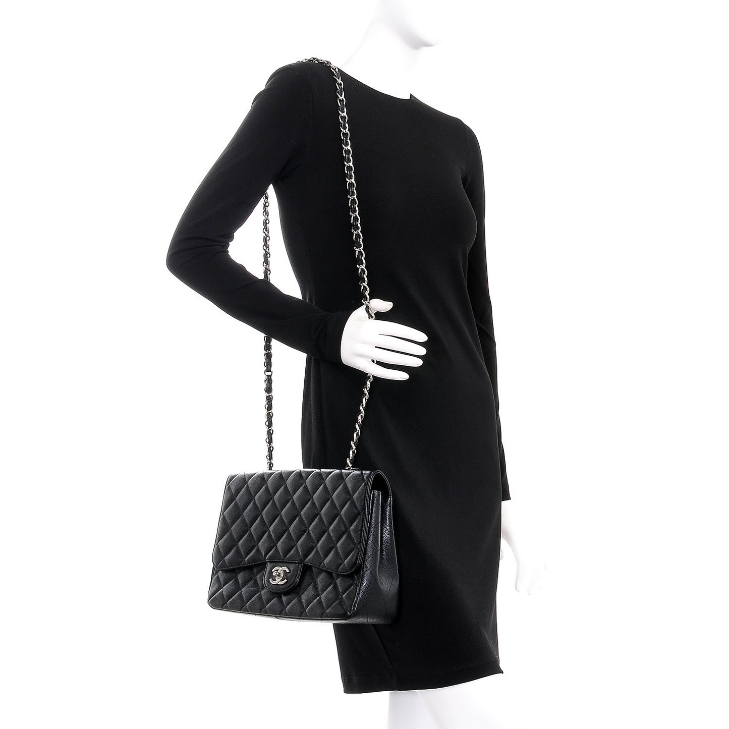 Caviar Quilted Jumbo Single Flap Black
