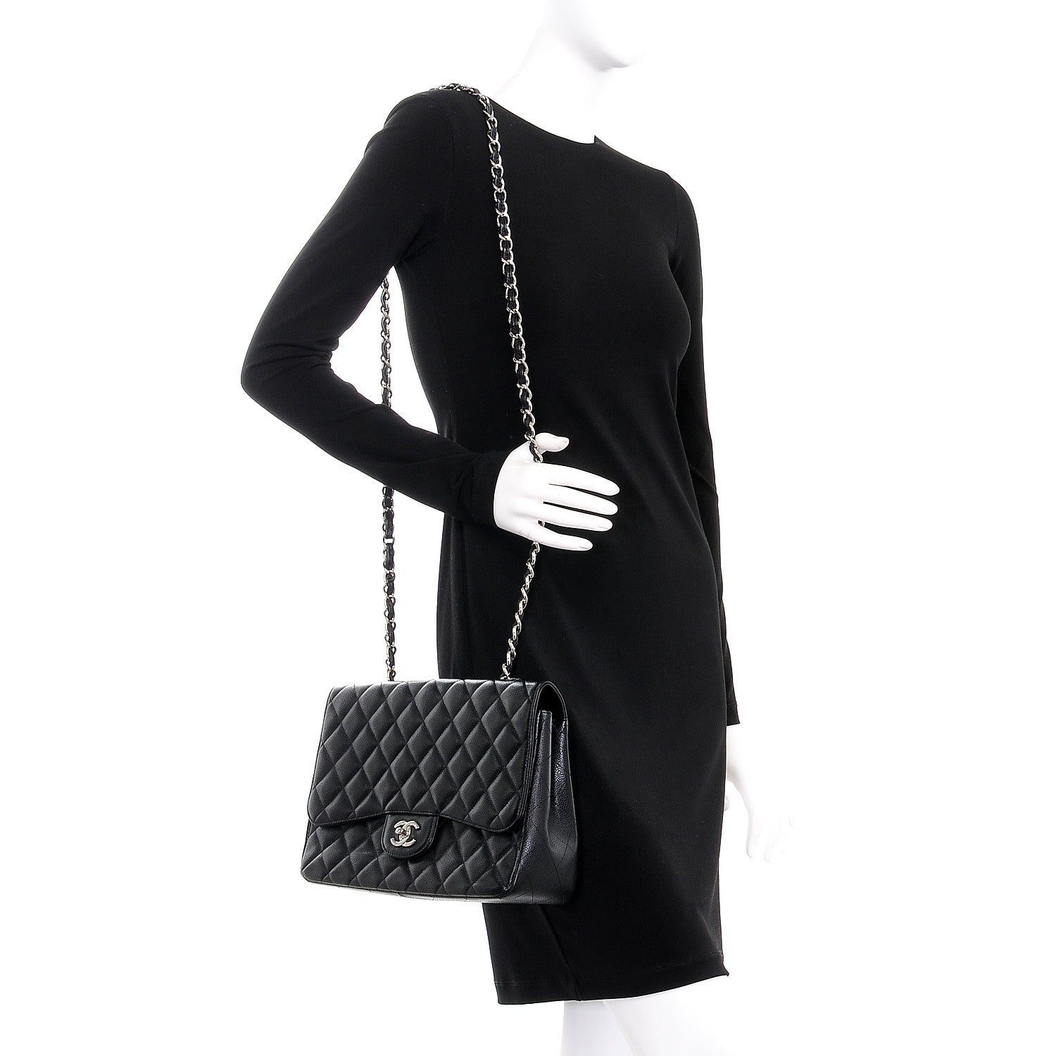 Chanel Caviar Quilted Jumbo Single Flap Black 2 of 8