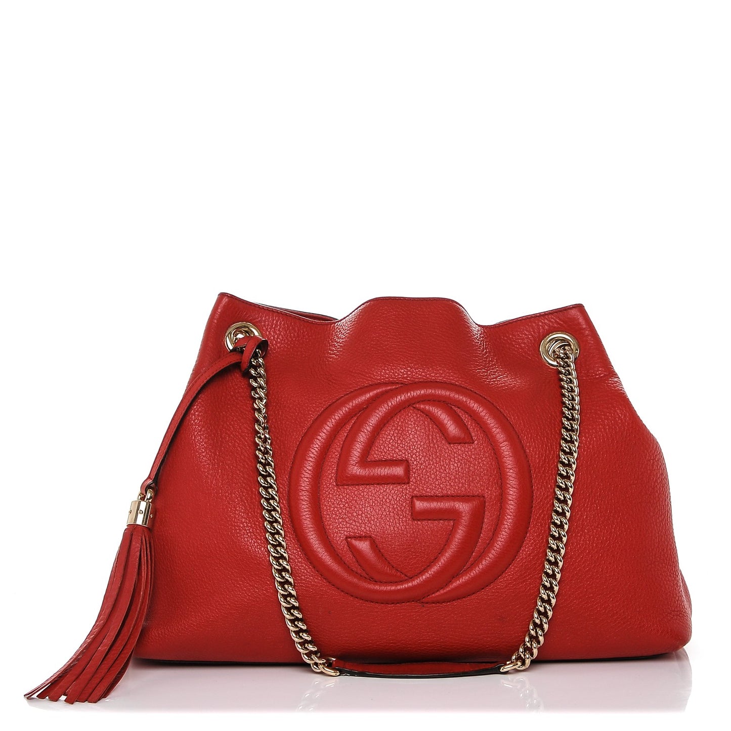 Pebbled Calfskin Medium Soho Chain Shoulder Bag Tabasco Red
