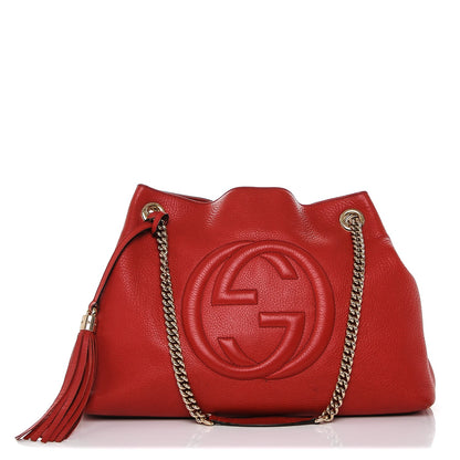 Gucci Pebbled Calfskin Medium Soho Chain Shoulder Bag Tabasco Red 1 of 7