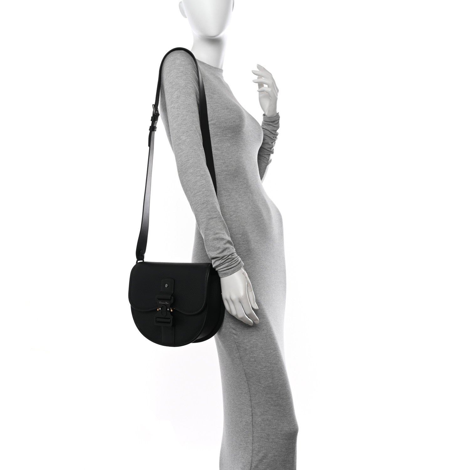 Christian Dior Grained Calfskin Gallop Bag With Strap Black 2 of 9