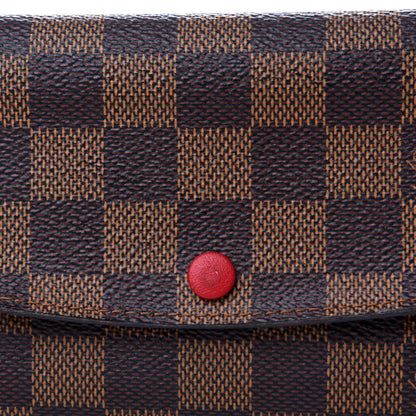 Louis Vuitton Damier Ebene Emilie Wallet Red 8 of 9