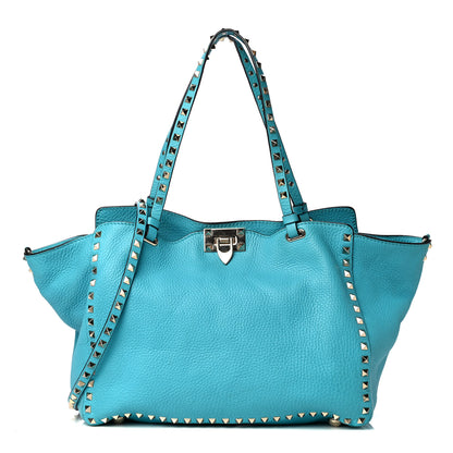 Valentino Garavani Pebbled Calfskin Medium Rockstud Tote Parrot 1 of 4
