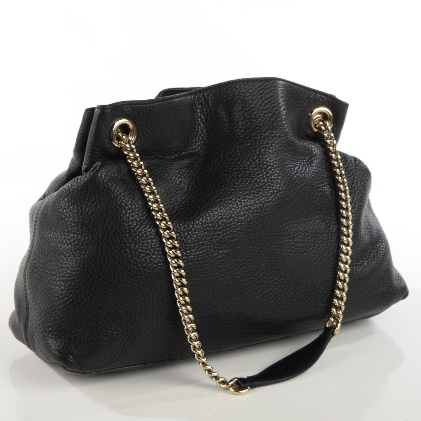 Pebbled Calfskin Medium Soho Chain Shoulder Bag Black