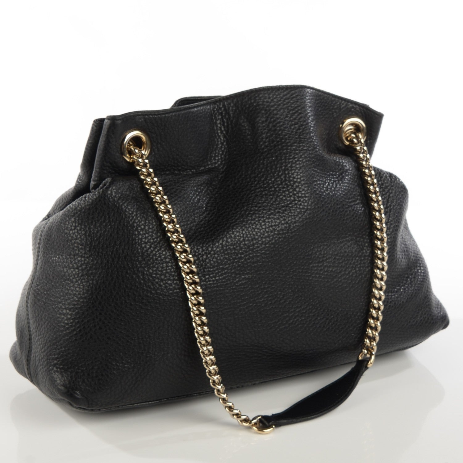 Gucci Pebbled Calfskin Medium Soho Chain Shoulder Bag Black 3 of 8