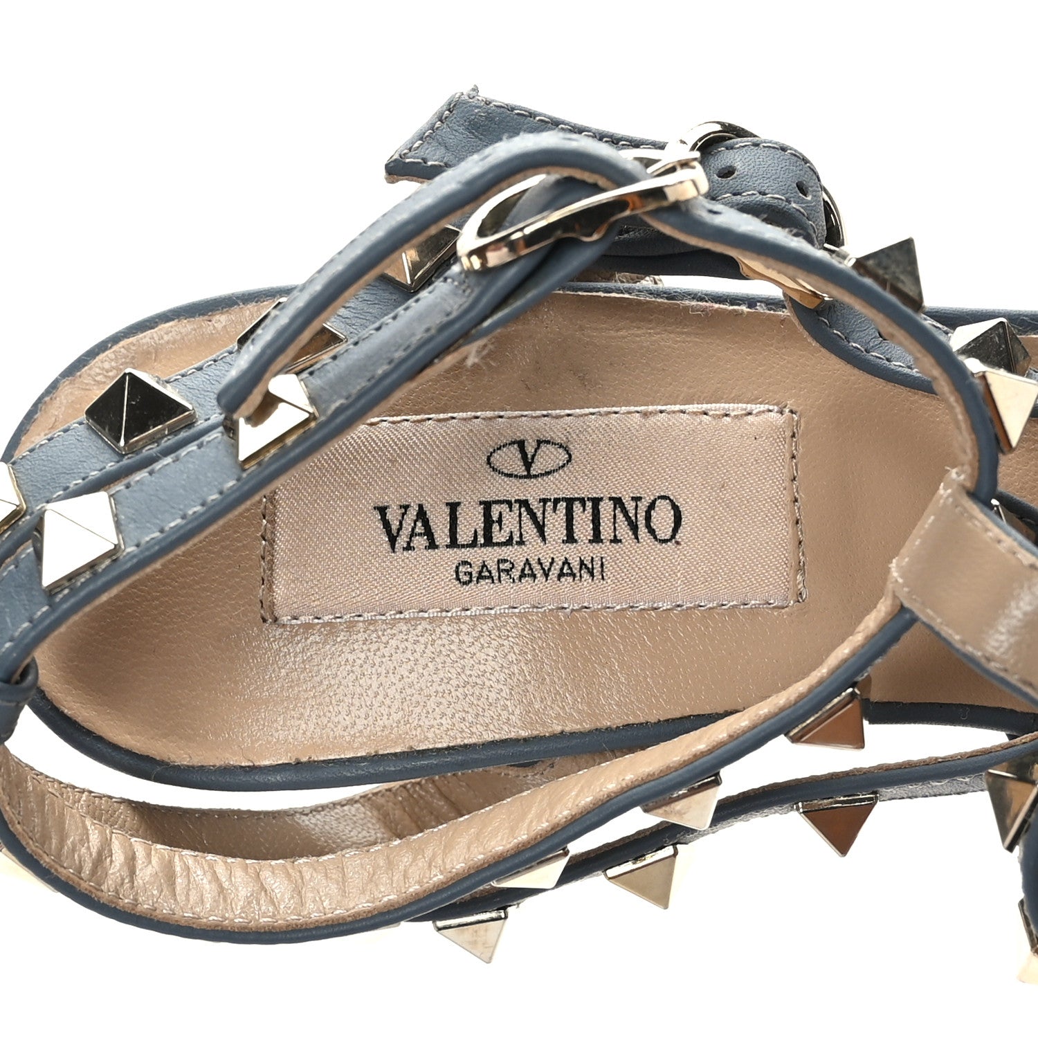 Valentino Garavani Lizard Rockstud Ankle Strap 65mm Pumps 35 Blue 5 of 8