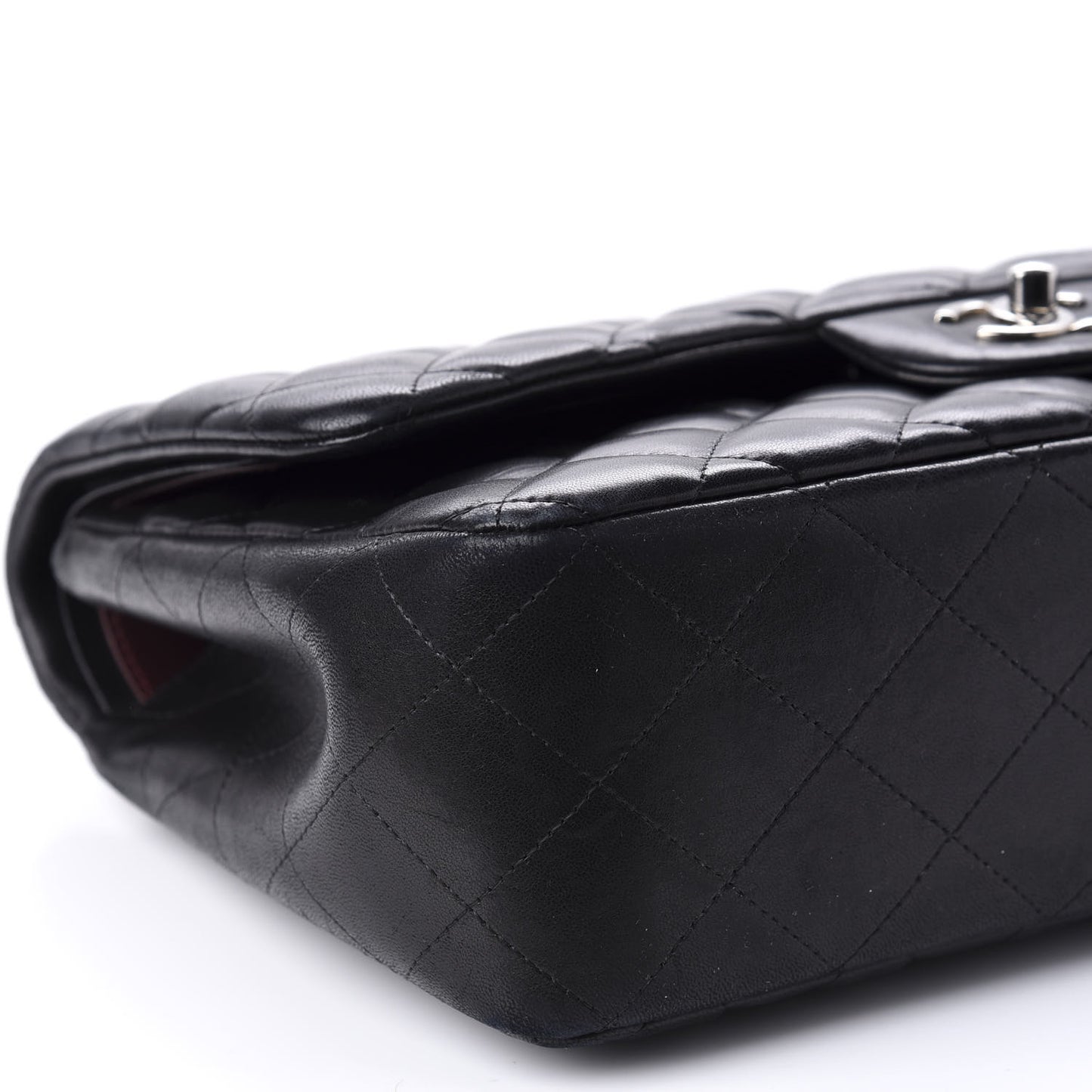 Lambskin Quilted Jumbo Double Flap Black