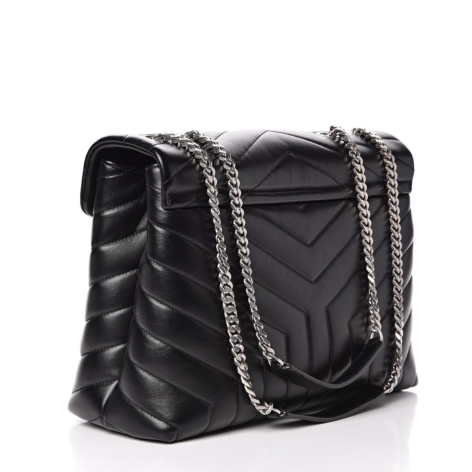 Saint Laurent Calfskin Y Quilted Monogram Medium Loulou Chain Satchel Black 3 of 11