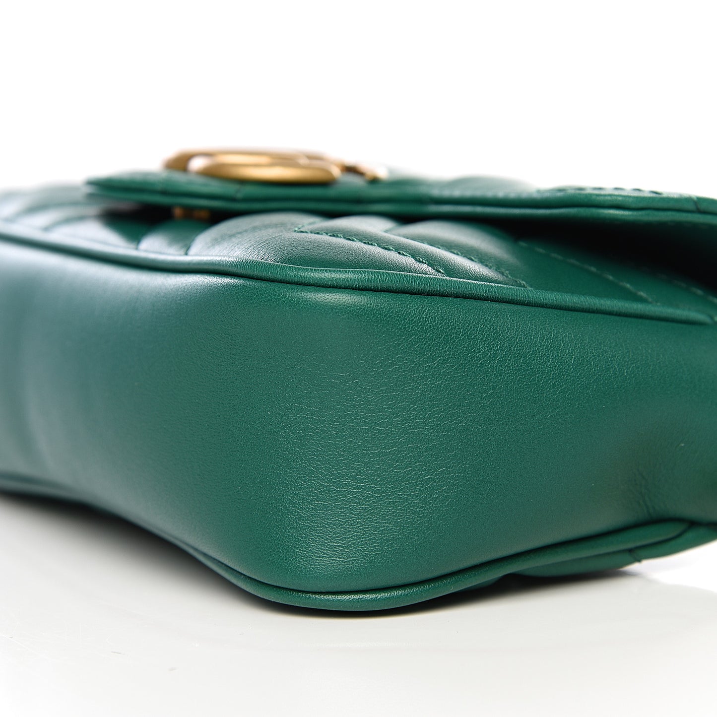 Calfskin Matelasse Super Mini GG Marmont Shoulder Bag Emerald Green