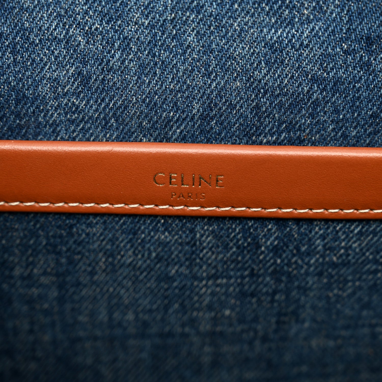 Celine Denim Large Thais Cabas Navy Tan 6 of 9
