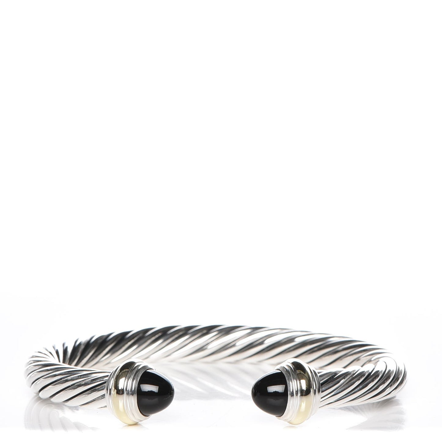 Sterling Silver 14K Yellow Gold Black Onyx 7mm Cable Classics Bracelet