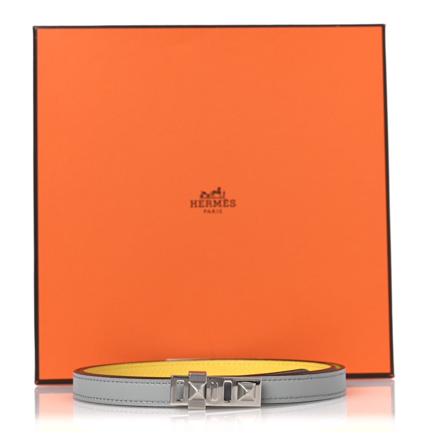 Hermes Swift Epsom 13mm Collier De Chien CDC Belt 75 30 Bleu Glacier Jaune De Naples 6 of 6