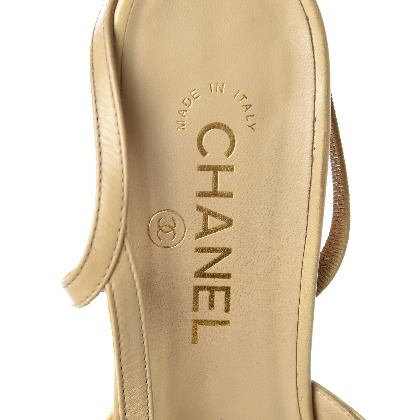 Goatskin Grosgrain Cap Toe CC Slingback Pumps 40 Beige Black