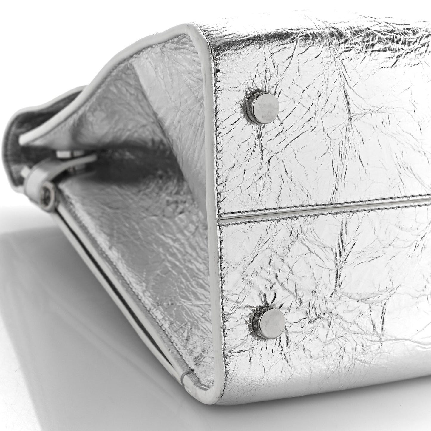Metallic Calfskin Medium Diorever Flap Silver