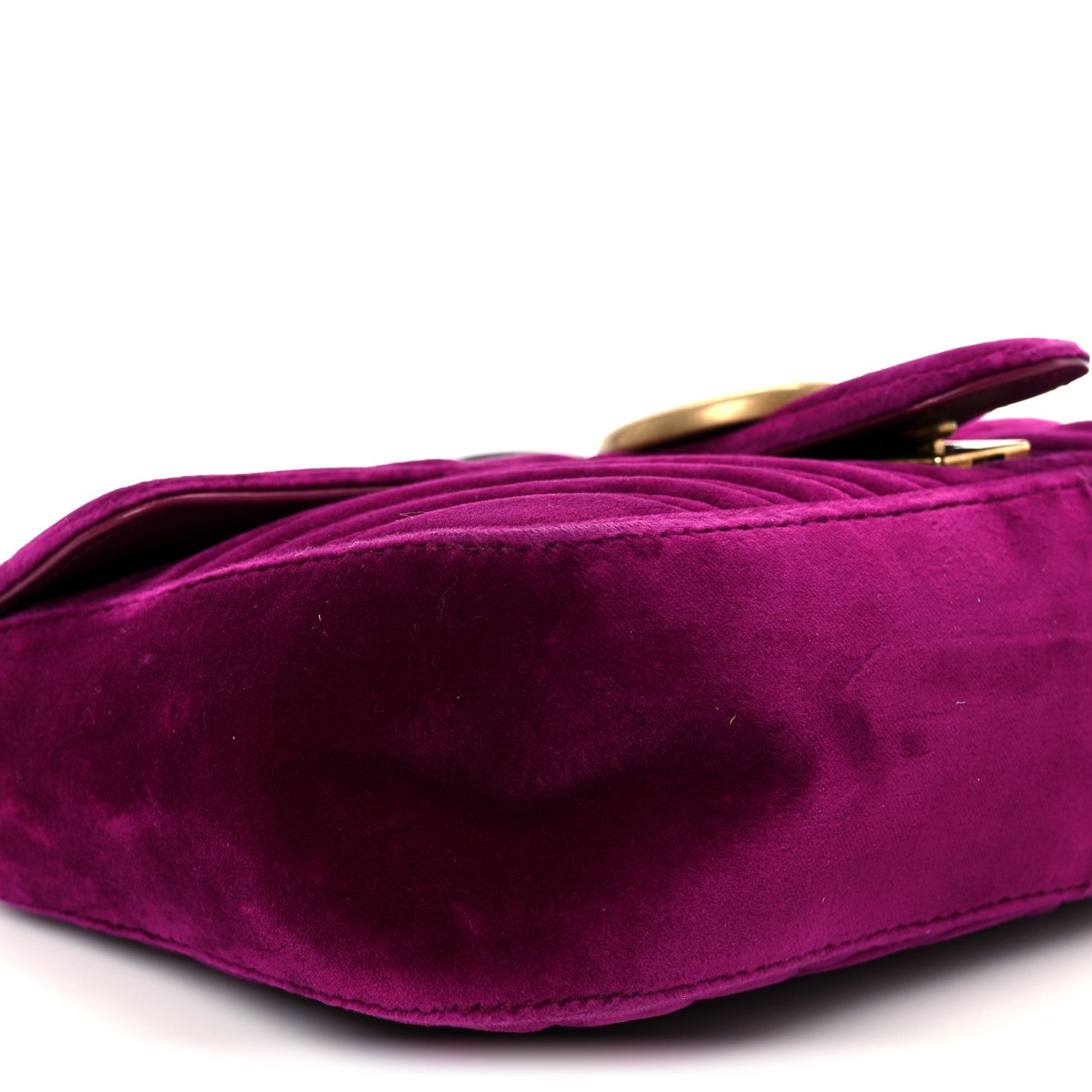 Gucci Velvet Matelasse Small GG Marmont Shoulder Bag Fuchsia Violet Cyclamen 10 of 12
