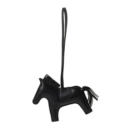 Hermes Milo Lambskin Grigri Rodeo Horse Bag Charm MM So Black 1 of 3