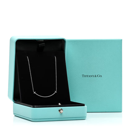 Tiffany 18K White Gold Diamond Small T Smile Pendant Necklace 5 of 5