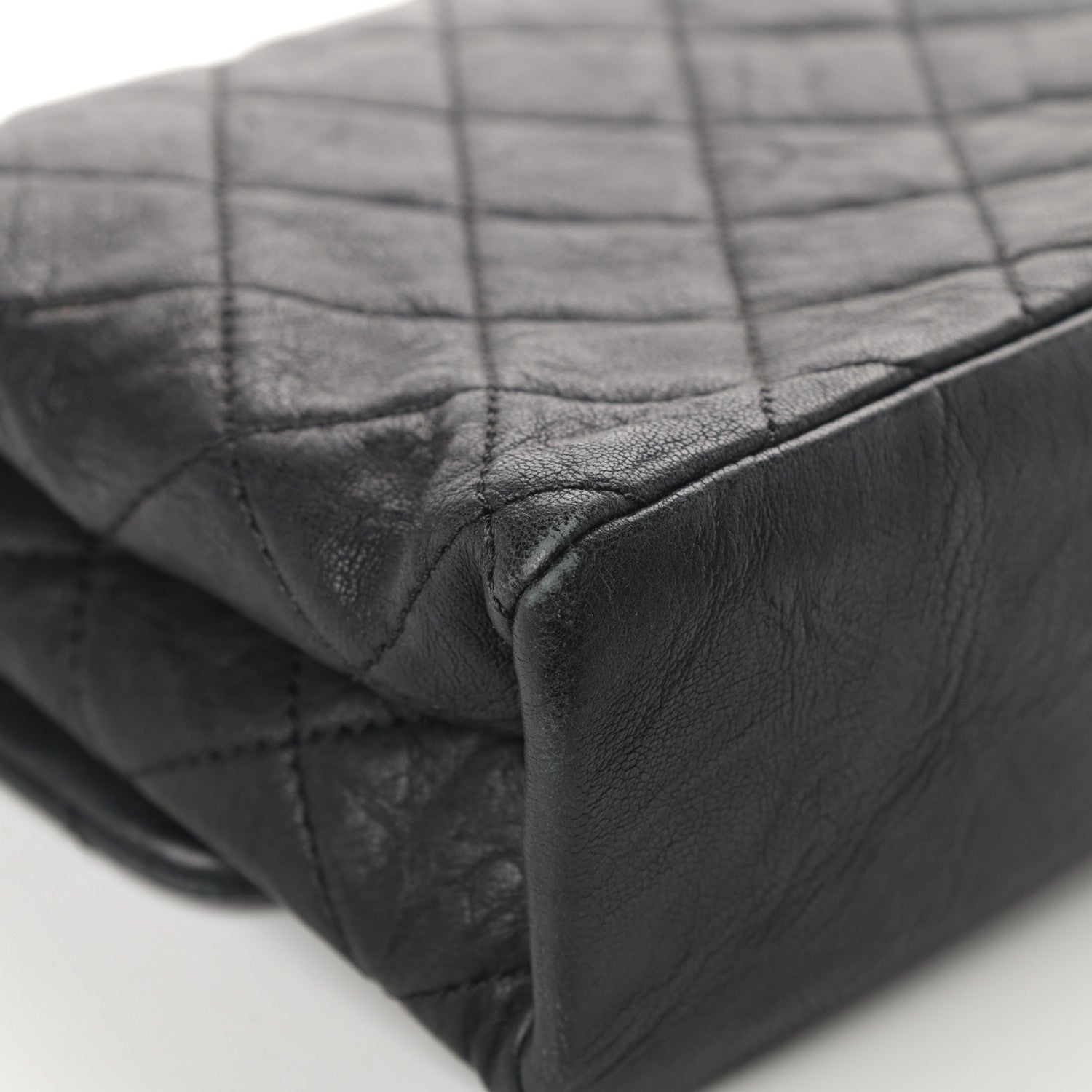 Chanel Crumpled Lambskin Quilted Medium Single Flap Black 12 of 13