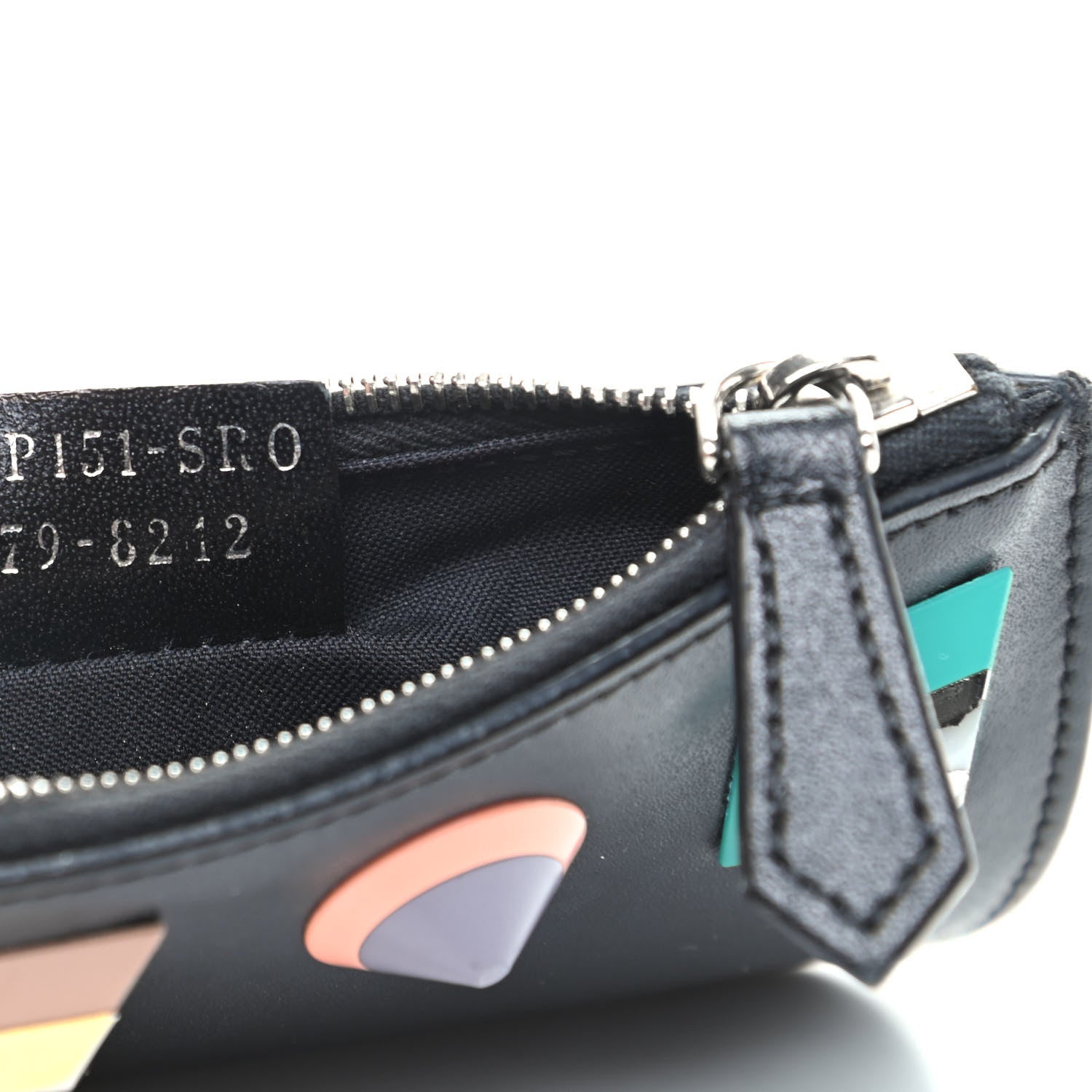 Fendi Vitello Liberty Studded Large Key Case Pouch Black Multicolor 7 of 8