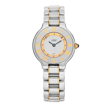 Cartier Stainless Steel 18K Yellow Gold 28mm Must De 21 Quartz Watch 1 of 4