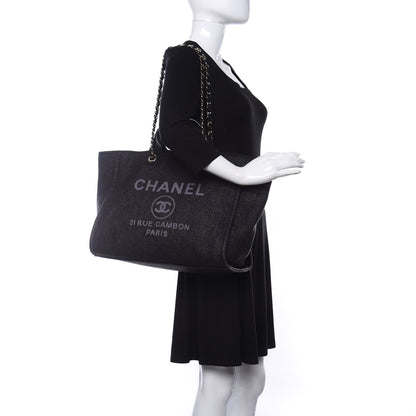 Chanel Woven Straw Raffia Medium Deauville Tote Black 2 of 10