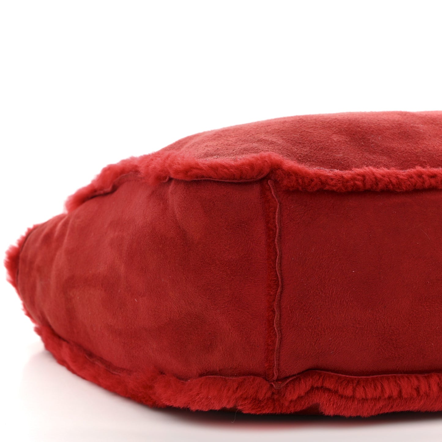 Suede Shearling Fur Handbag Red
