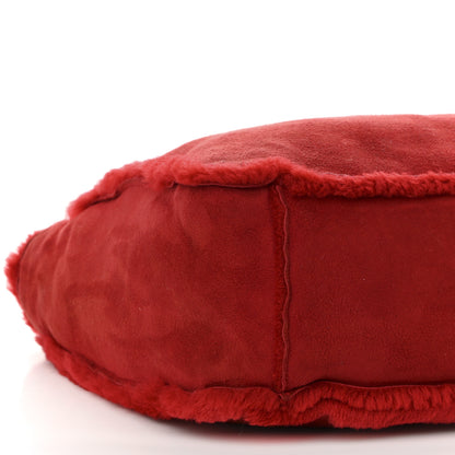 Chanel Suede Shearling Fur Handbag Red 10 of 14