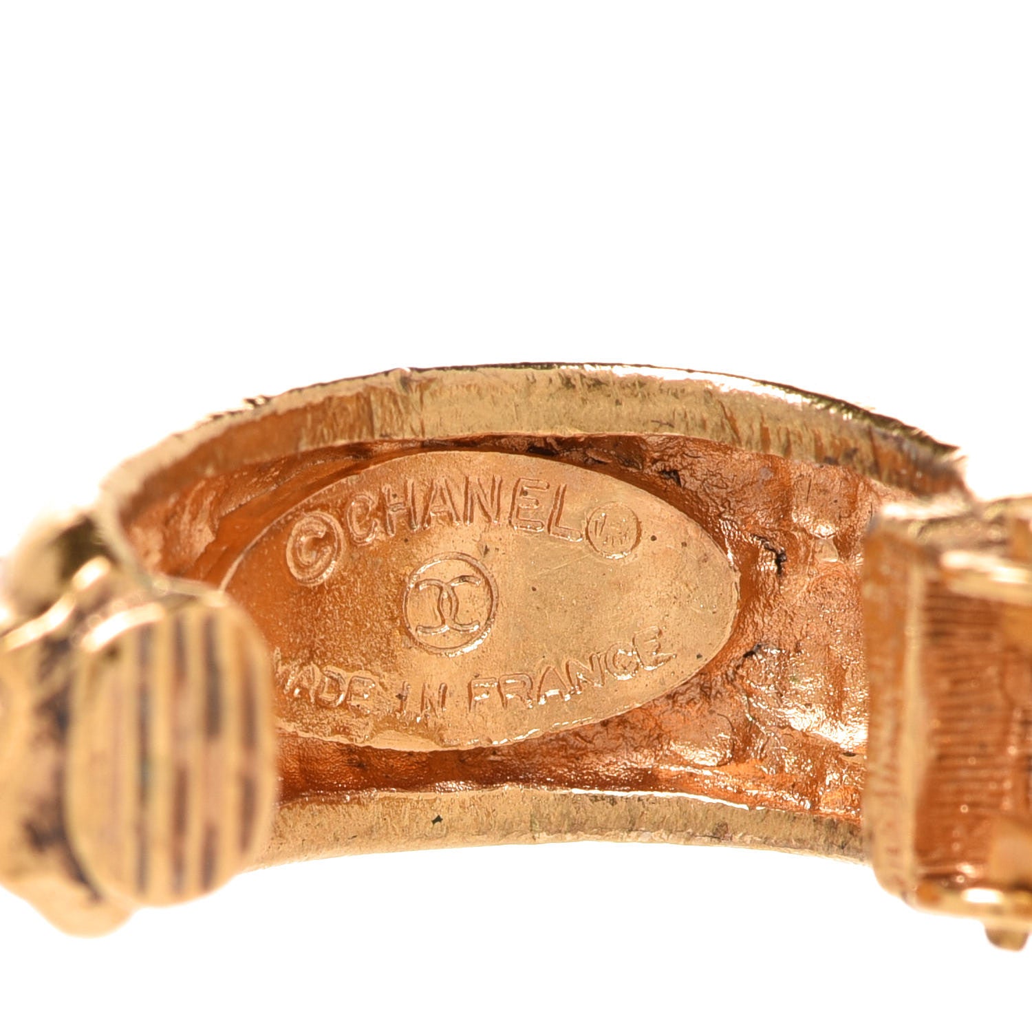 Chanel Logo Hoop Clip On Earrings Gold 4 of 4