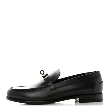 Hermes Calfskin Womens Destin Loafers 37 Black 1 of 9