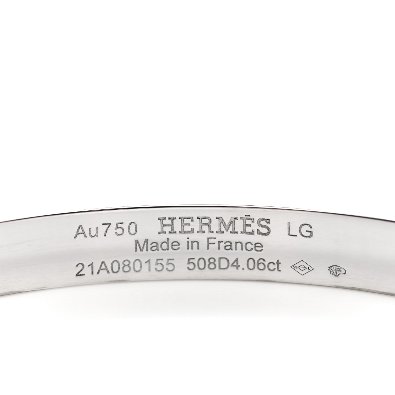 Hermes 18K White Gold Diamond PM Collier De Chien Full Pave Bracelet LG 4 of 5