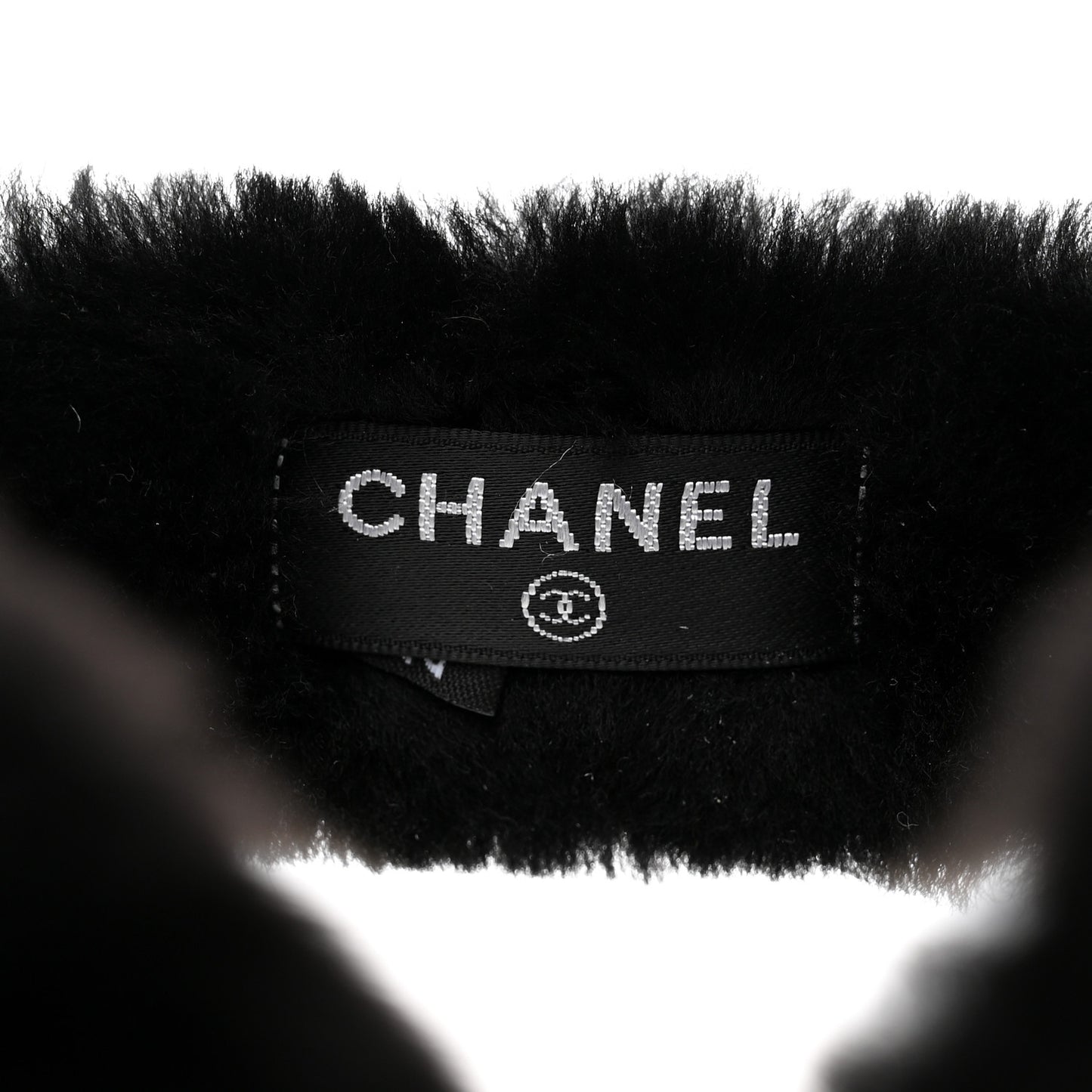 Shearling CC Ear Muffs Black White