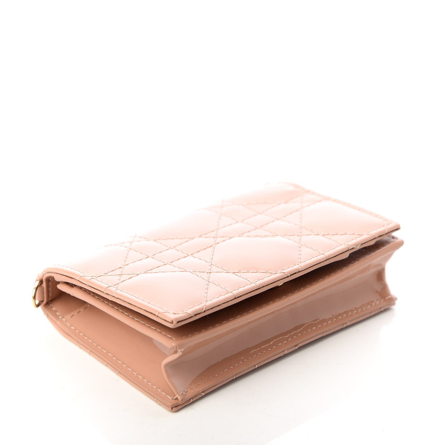 Christian Dior Patent Cannage Small Lady Dior Flap Card Holder Rose De Vents 4 of 9