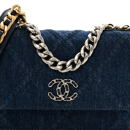 Chanel Denim Quilted Chanel 19 Wallet On Chain WOC Blue 9 of 11