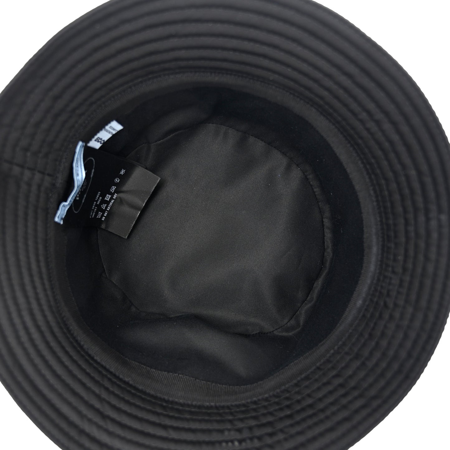 Re-Nylon Saffiano Metal Triangle Logo Womens Bucket Hat S Black