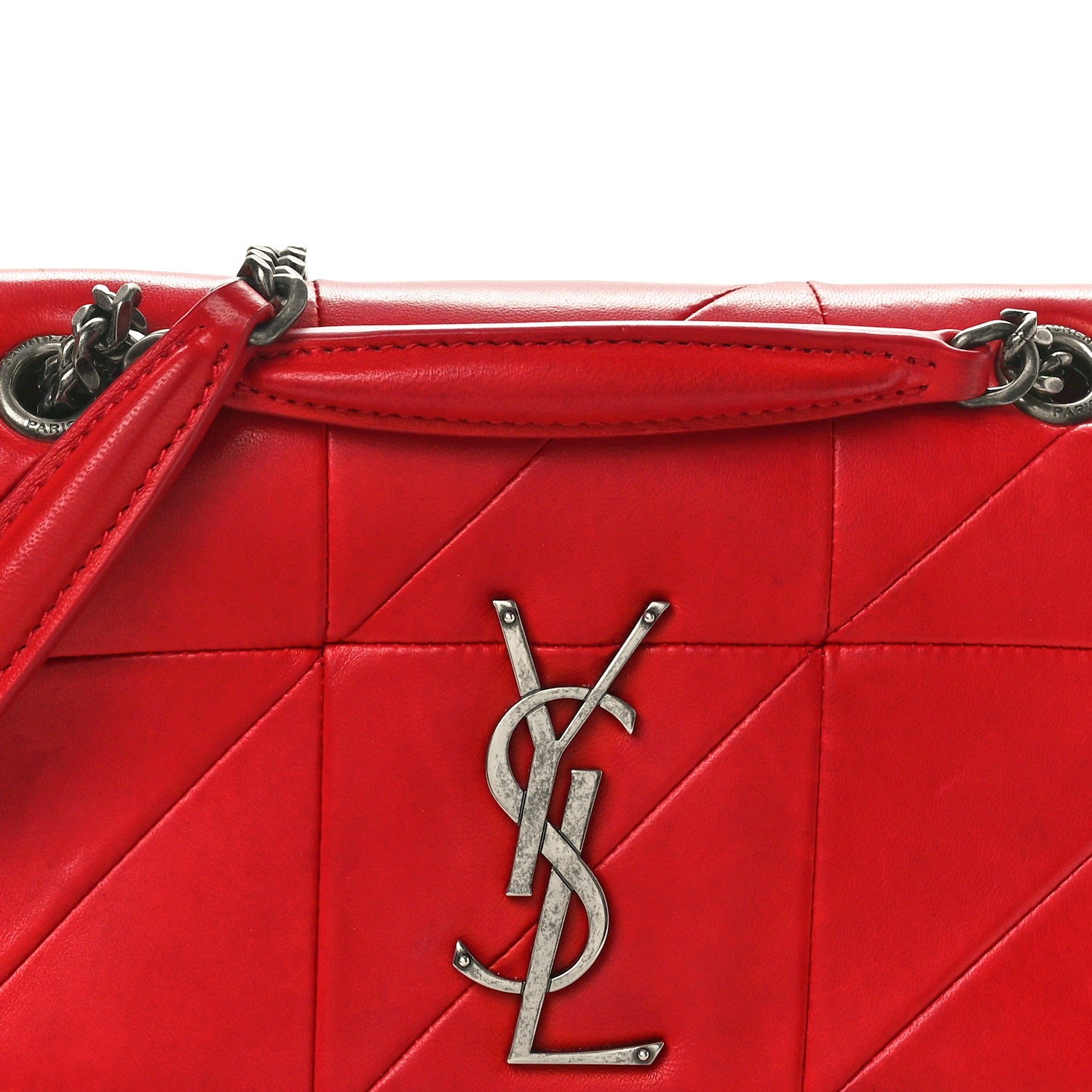 Saint Laurent Lambskin Patchwork Monogram Small Jamie Red 8 of 10