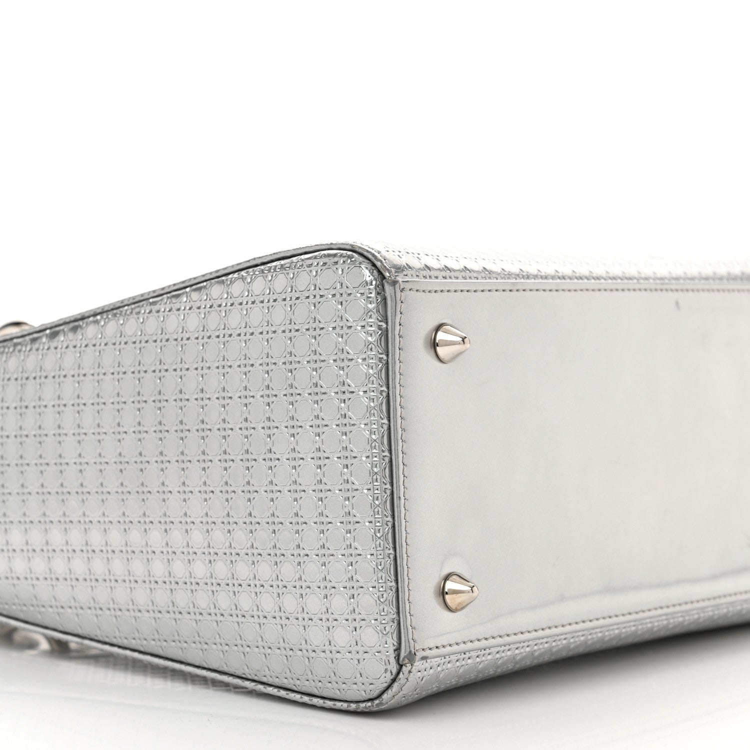 Christian Dior Metallic Patent Micro-Cannage Medium Lady Dior Silver 9 of 16